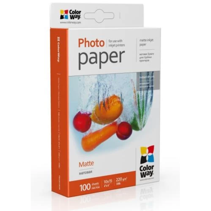Матовий фотопапір ColorWay A6, 220 г/м², 100 аркушів