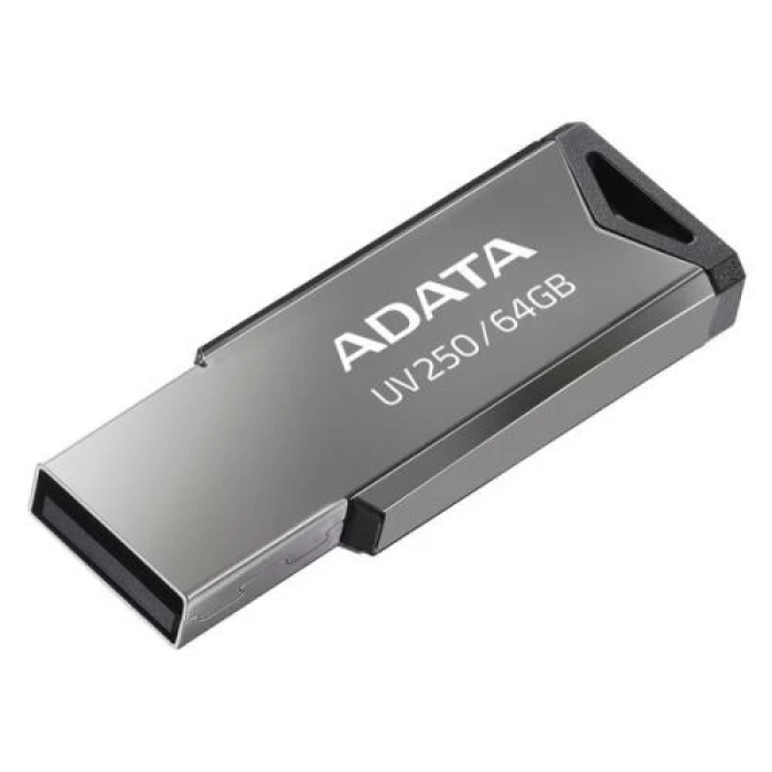 USB-флешка ADATA UV250 на 64 ГБ у сріблястому металевому корпусі