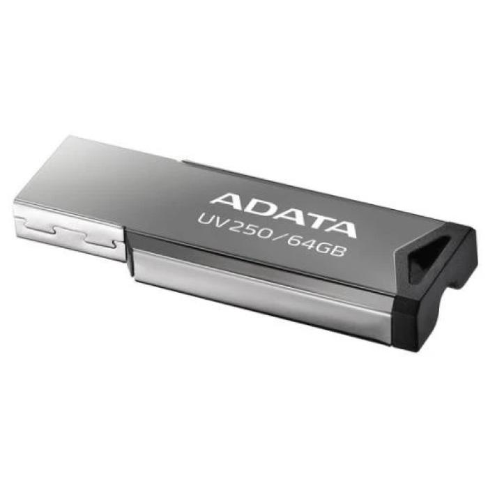USB-флешка ADATA UV250 на 64 ГБ у сріблястому металевому корпусі