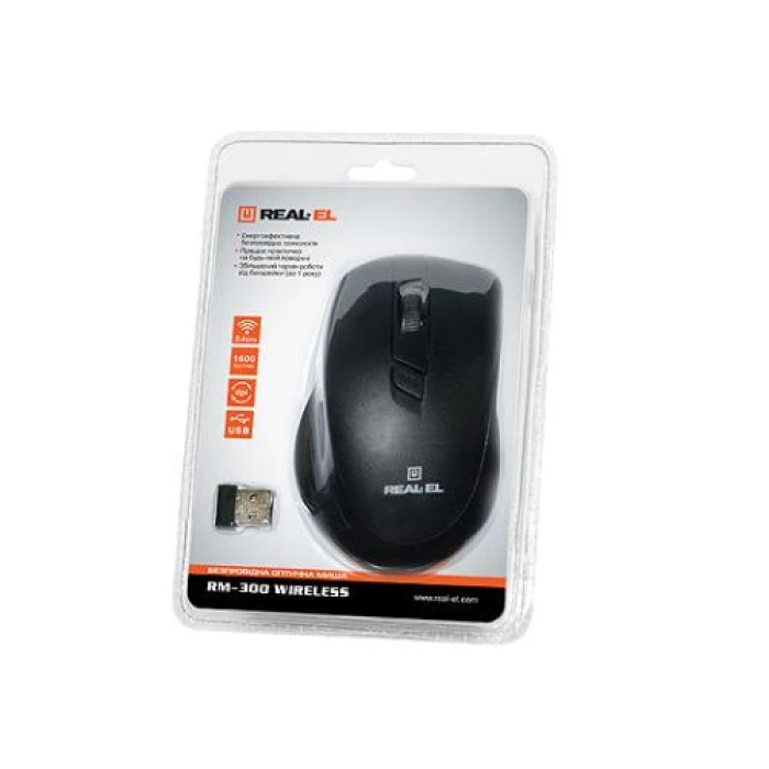 Бездротова миша REAL-EL RM-300 Wireless чорного кольору