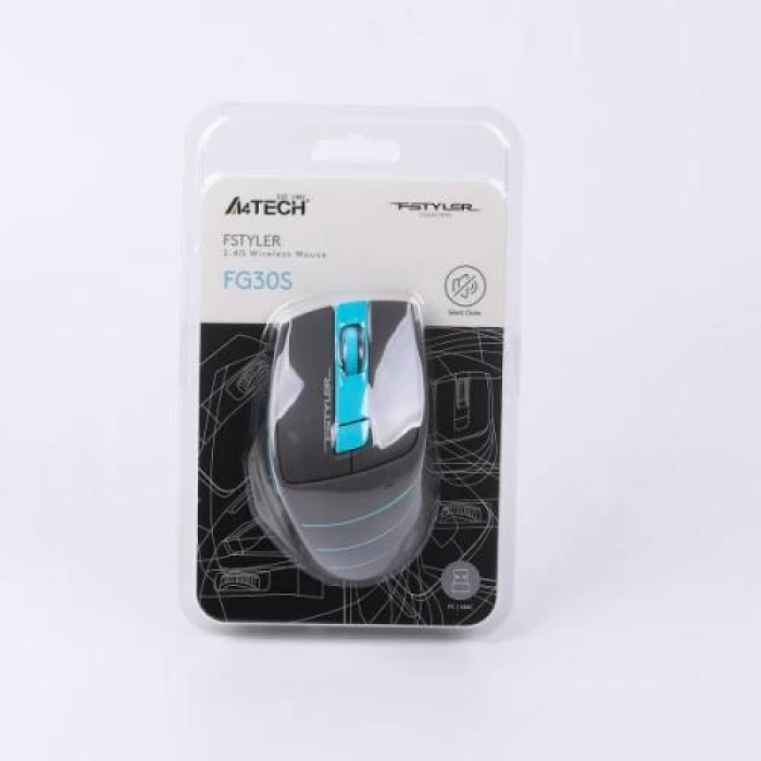 Миша A4Tech Fstyler FG30S Gray/Blue — бездротова модель на 6 кнопок