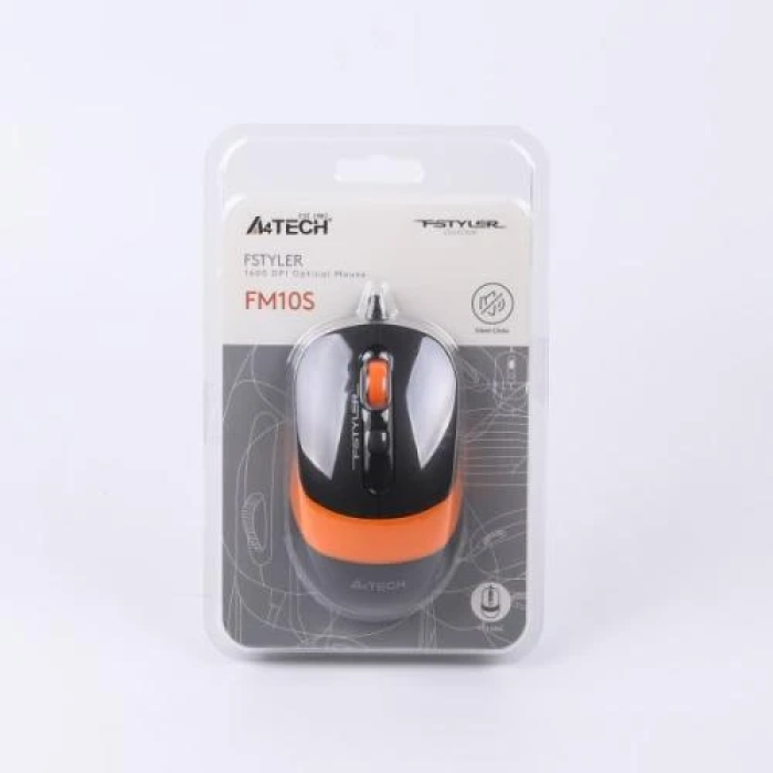 Оптична миша A4Tech Fstyler FM10S Black+Orange, 1600 dpi