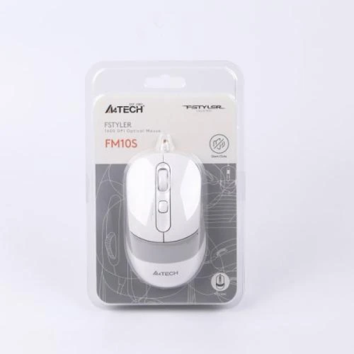 Біла миша A4Tech Fstyler FM10S із безшумним кліком
