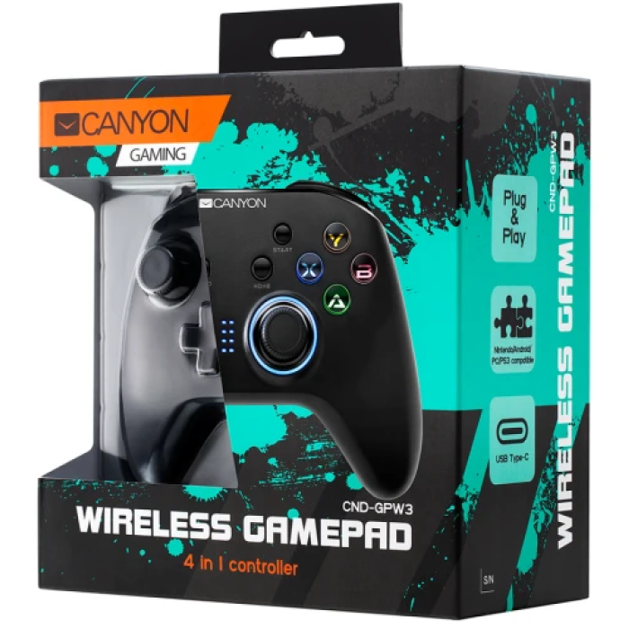 Бездротовий геймпад Canyon GP-W3 Black для ПК і консолей
