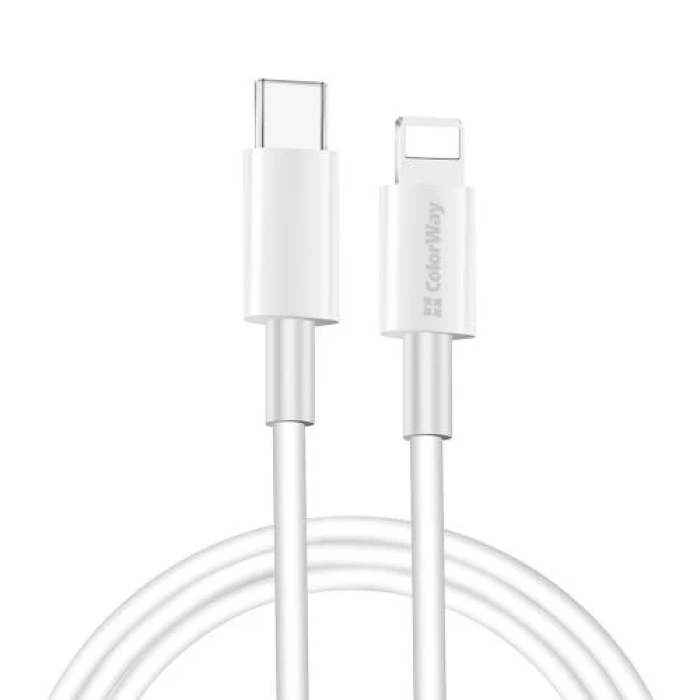 Кабель ColorWay USB-C — Lightning CW-CBPDCL032-WH для заряджання, 1 м, 30 Вт, білий