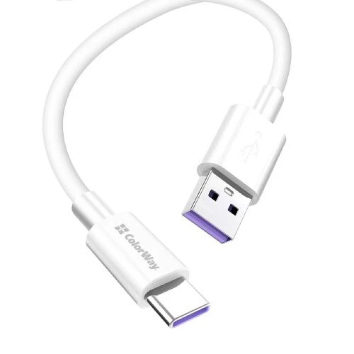 Білий кабель ColorWay USB AM–Type-C довжиною 1 м