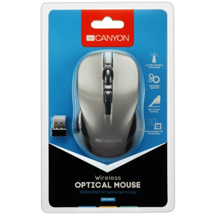 Бездротова комп’ютерна миша Canyon CNE-CMSW1G Gray/Black