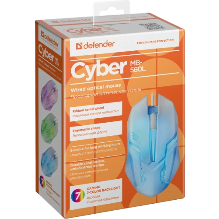Оптична ігрова миша Defender Cyber MB-560L білого кольору