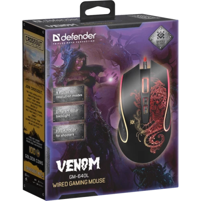 Ігрова миша Defender Venom GM-640L з роздільністю 7200 dpi