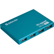 Хаб USB (концентратор USB) Defender Septima Slim 7×USB 2.0, Cyan, кабель 93 см