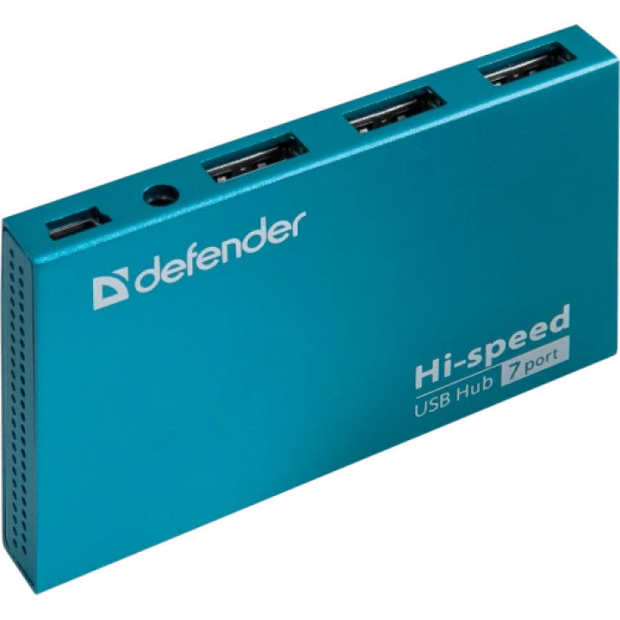 USB-хаб Defender Septima Slim на 7 портів USB 2.0 у синьому кольорі