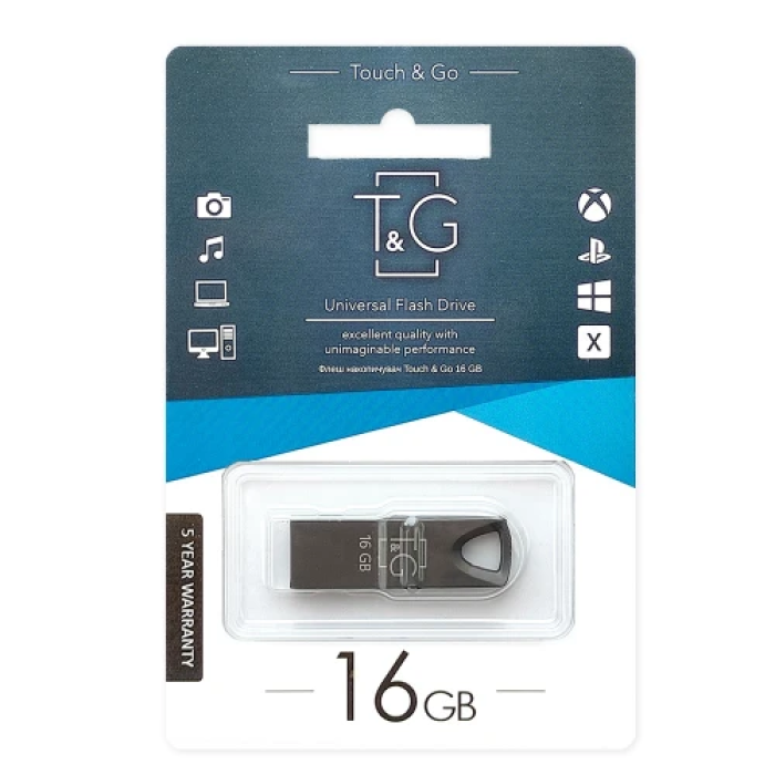 USB-флешка T&G TG117 на 16 ГБ у чорному металевому корпусі