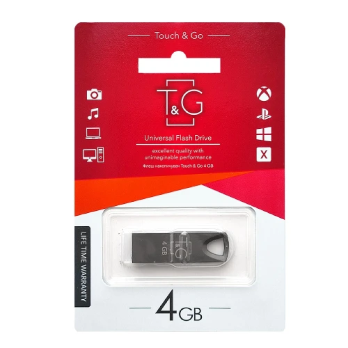 Металева USB-флешка T&G Metal TG117 на 4 ГБ, чорна