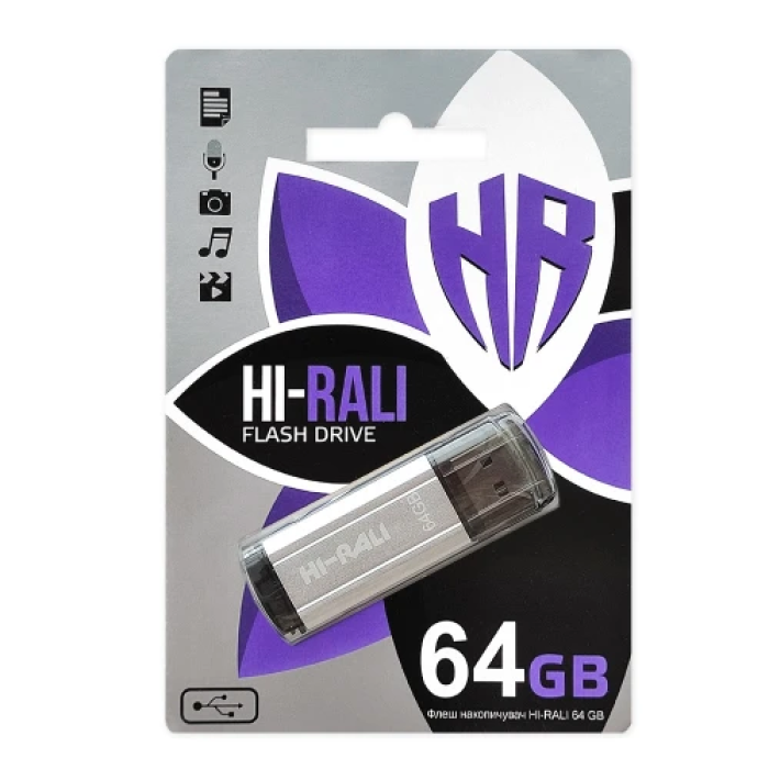USB-флешка Hi-Rali Stark на 64 ГБ — срібляста
