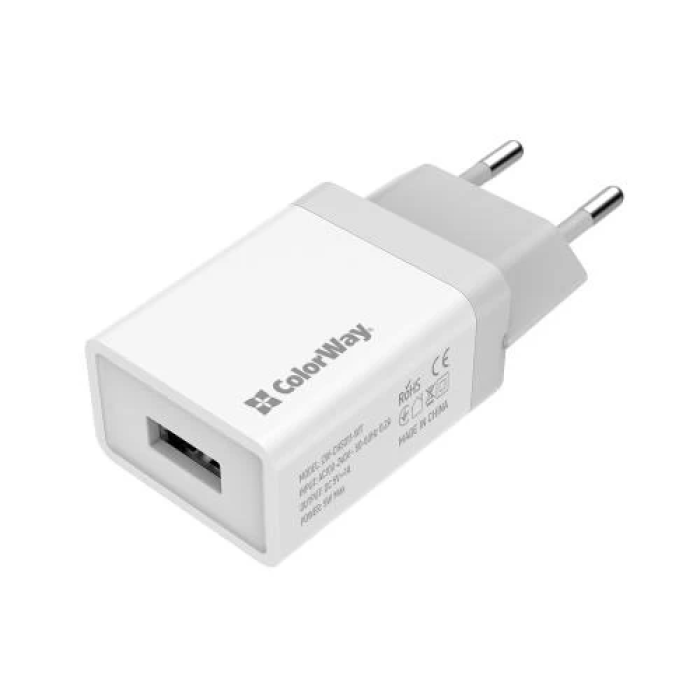 Мережевий зарядний пристрій ColorWay 1A з USB-портом
