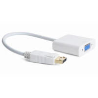 Перехідник DisplayPort на VGA (відеоадаптер) Cablexpert A-DPM-VGAF-02-W, 15 см, білий