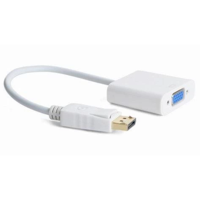 Перехідник DisplayPort на VGA (відеоадаптер) Cablexpert A-DPM-VGAF-02-W, 15 см, білий
