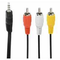 Кабель-перехідник звуковий, 3.5 мм (M) - 3xRCA (M), 2 м, Black, Cablexpert (CCA-4P2R-2M)