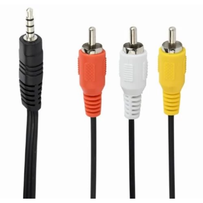 Кабель-перехідник звуковий, 3.5 мм (M) - 3xRCA (M), 2 м, Black, Cablexpert (CCA-4P2R-2M)