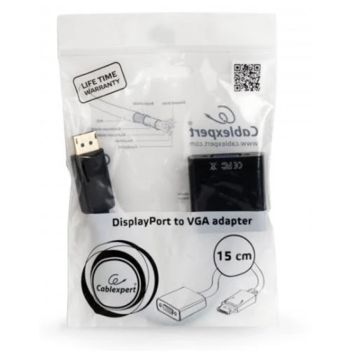 Перехідник Cablexpert DisplayPort — VGA, 15 см