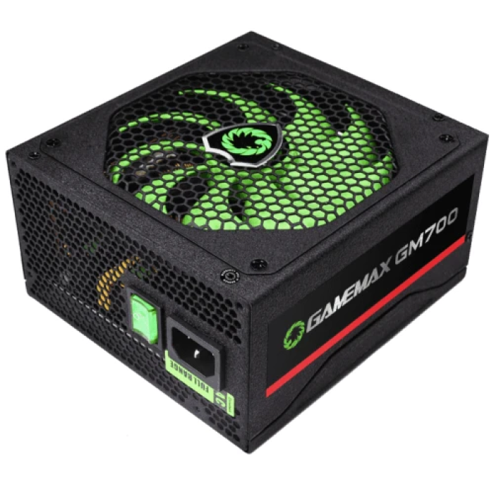 Блок живлення 700 Вт, GameMax GM-700, Black, напівмодульний, 80+ Bronze, Active PFC, 14 см, 3xMolex / 6xSATA / 2x6+2-pin / 1x4+4-pin / 1x20+4-pin, захист OVP / UVP / OCP / OLP / OPP / SCP