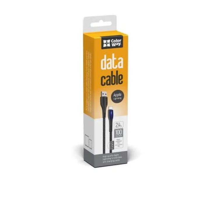 Кабель USB–Lightning ColorWay CW-CBUL034-BK, 1 м, чорний