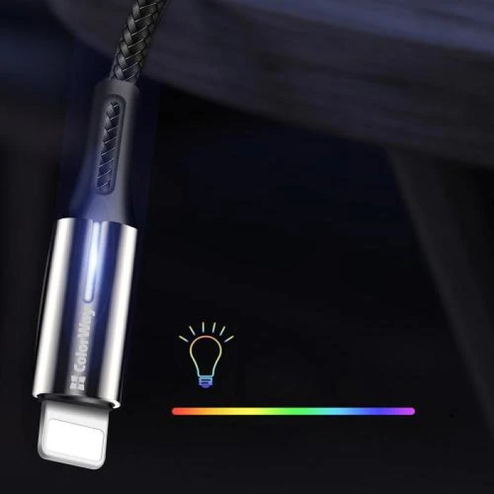 Кабель Lightning USB ColorWay 1 м для iPhone, чорний