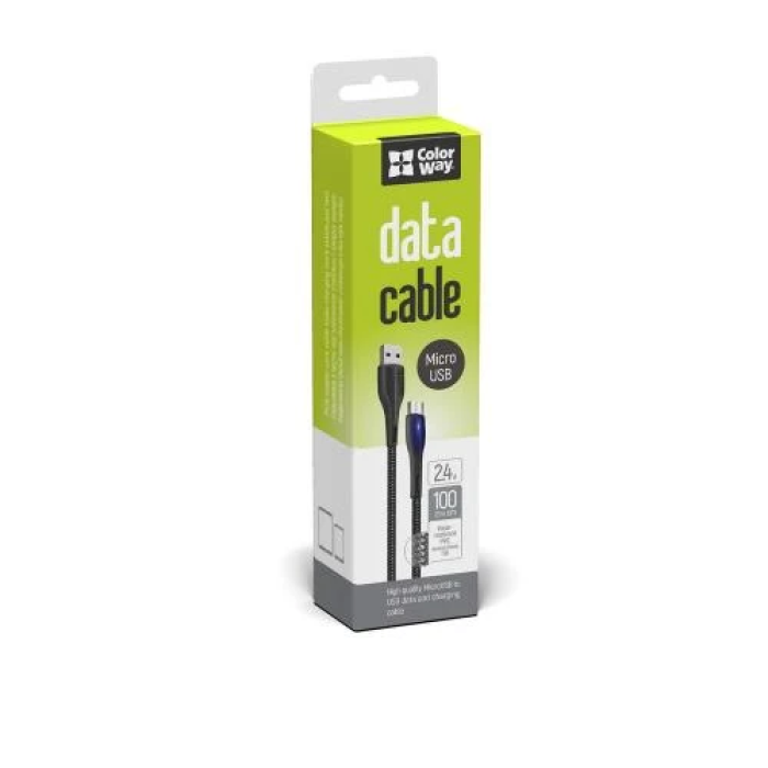 Кабель-перехідник ColorWay USB — microUSB, 1 м, 2.4A, чорний