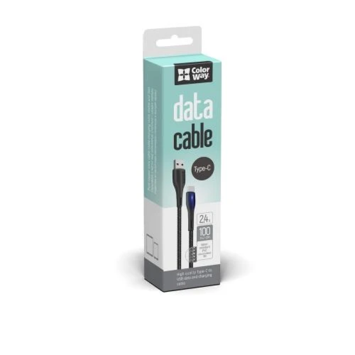 Кабель USB A — USB-C ColorWay, 1 м, чорний