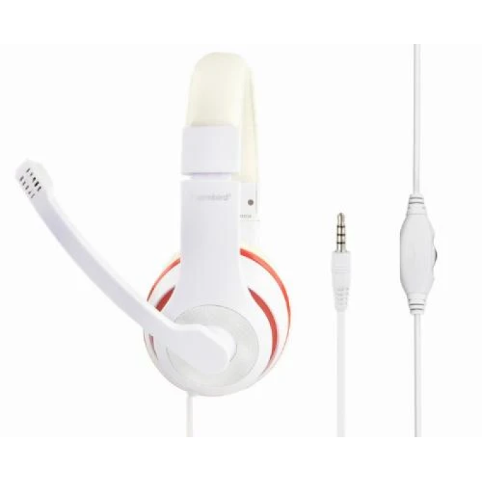 Провідна гарнітура Gembird MHS-03 White/Red з мікрофоном