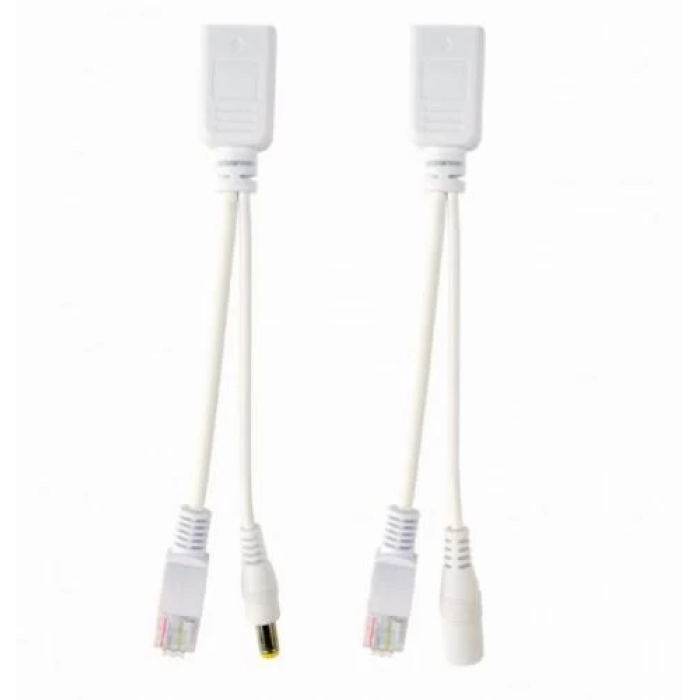 PoE адаптер Cablexpert PP12-POE-0.15M-W для IP-камер, 0,15 м, білий