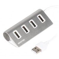 Хаб USB (концентратор USB) Maxxter HU2A-4P-01, 4 порти USB 2.0, сріблястий