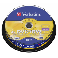 Диски DVD-RW (перезаписувані DVD-диски) Verbatim 4.7 GB, 4x, 10 шт.