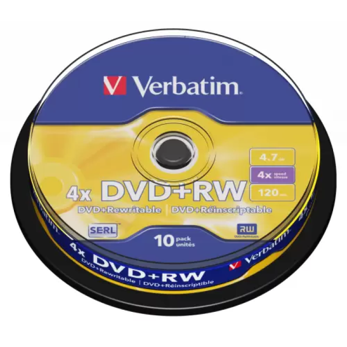 Перезаписувані DVD-RW диски Verbatim 4.7 GB, 10 шт.