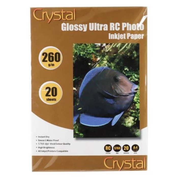 Глянсовий фотопапір Crystal A4, 260 г/м², 20 аркушів