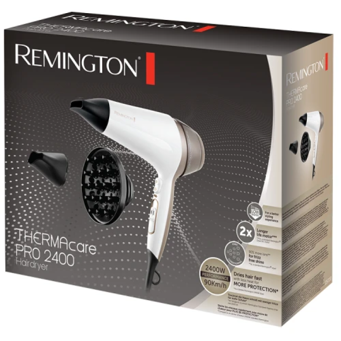 Білий фен Remington D5720 з іонізацією та дифузором