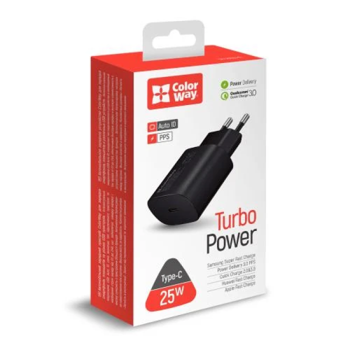 Мережевий зарядний пристрій ColorWay USB-C потужністю 25 Вт