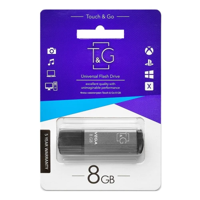 USB-флешка T&G Vega TG121 на 8 ГБ, сіра