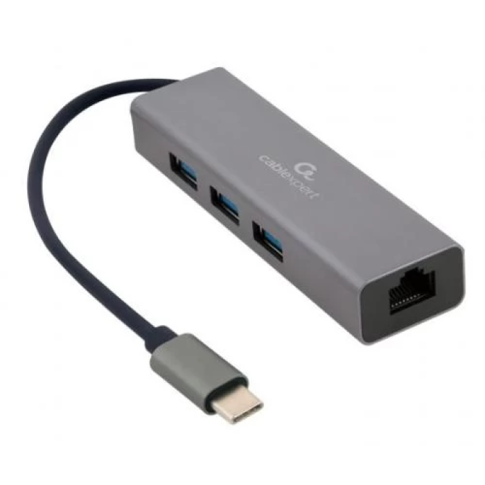 USB-хаб Cablexpert Type-C 3.1 з трьома USB 3.1 і Gigabit LAN