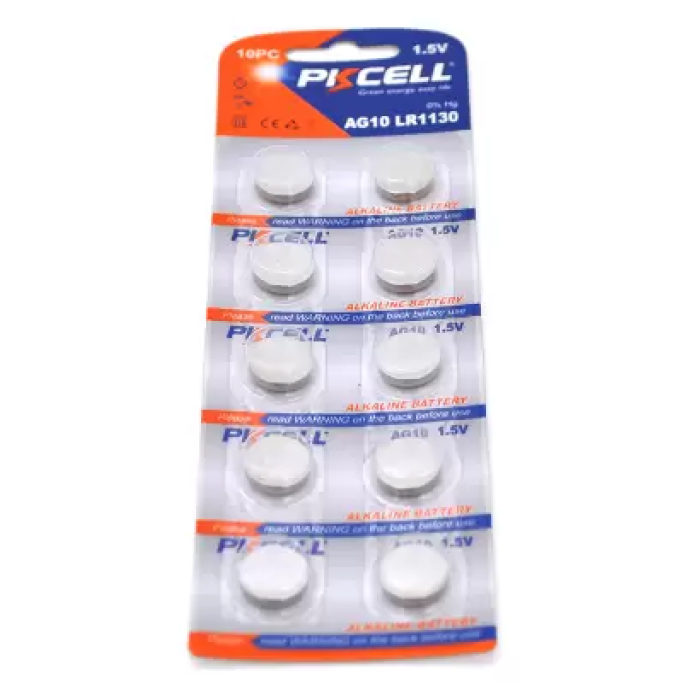 Батарейки PKCELL AG10 (LR1130) — 10 штук у блістері