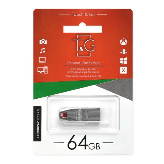 USB-флешка T&G Stylish TG115 на 64 ГБ, сіра