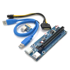 Райзер для відеокарти (PCIe-подовжувач) NoNaMe VER 009S/270 x1–x16, USB 3.0 0,6 м, синій