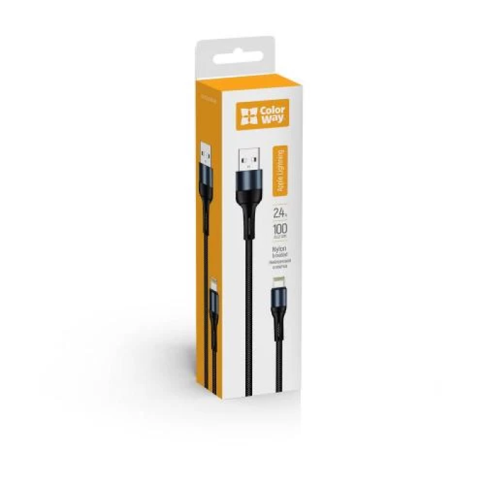 Кабель ColorWay USB AM—Lightning, 1 м, чорний