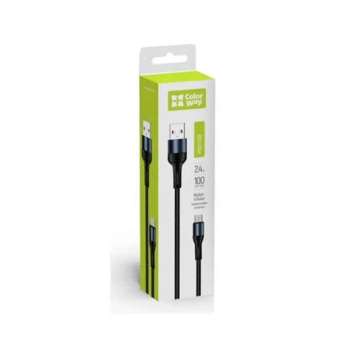 Кабель USB—microUSB ColorWay CW-CBUM045-BK, довжина 1 м