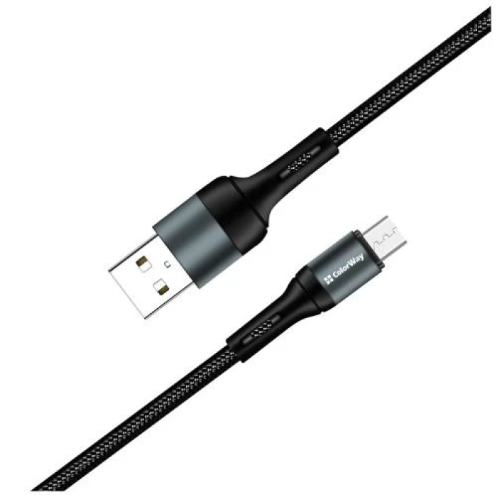 Кабель USB—microUSB ColorWay CW-CBUM045-BK, довжина 1 м