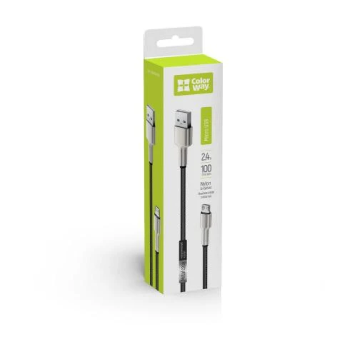 Кабель USB–microUSB ColorWay CW-CBUM046-BK для заряджання, 1 м