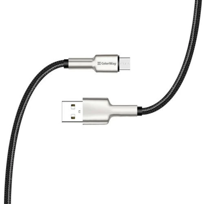 Кабель USB–microUSB ColorWay CW-CBUM046-BK для заряджання, 1 м