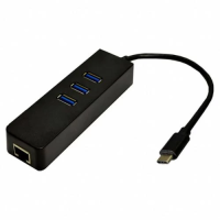 Хаб USB (USB-адаптер) Dynamode USB-C 3.1 RJ45 + 3-Port, 3xUSB 3.0, чорний