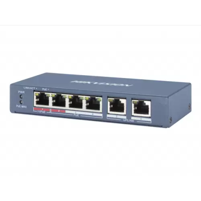 PoE комутатор Hikvision DS-3E0106HP-E з 4 PoE-портами