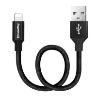 Кабель USB Lightning (дріт для заряджання) ColorWay CW-CBUL048-BK 25 см, чорний, 2.4 А